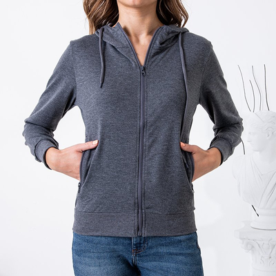 Sweat zippé gris foncé pour femme - Vêtements