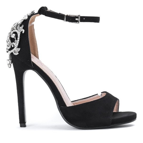 Sandales à talons hauts noires avec cristaux Fraglene décoratifs - Footwear