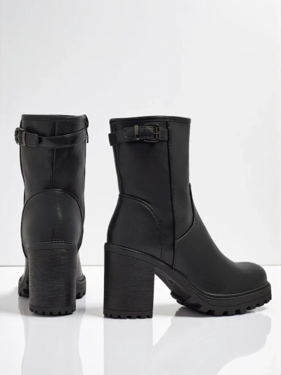 Bottines femme en cuir écologique à talons épais Sylvarra