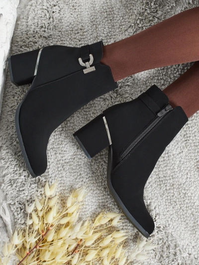 Bottines femme en cuir écologique à talons épais Ruvina