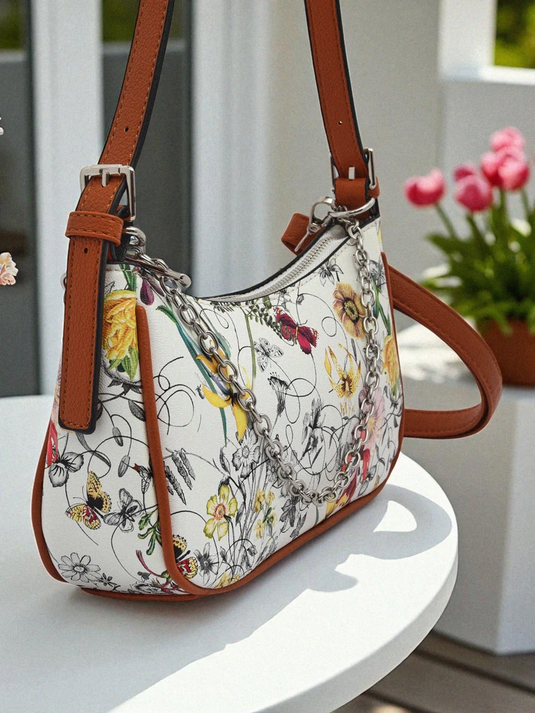 Royalfashion Petit sac à main pour femme en éco-cuir avec motif floral Lily Bloom