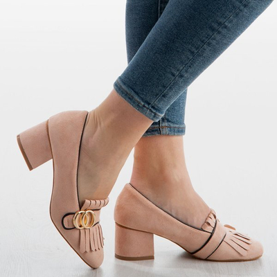 Escarpins roses avec des décorations sur les talons bas Ever - Chaussures 1