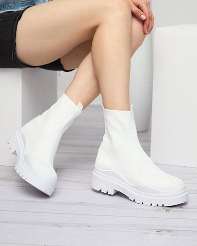 Bottines blanches pour femme à talon plat Seritis - Footwear