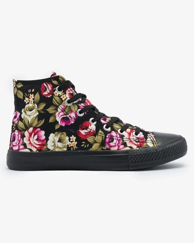 Royalfashion Baskets hautes noires à fleurs pour femme Soxic