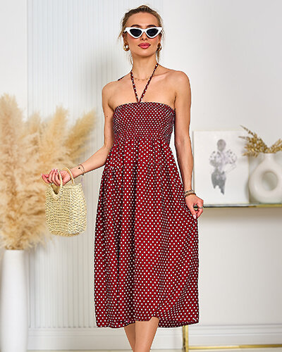 Royalfashion Robe à pois longueur genou pour femme