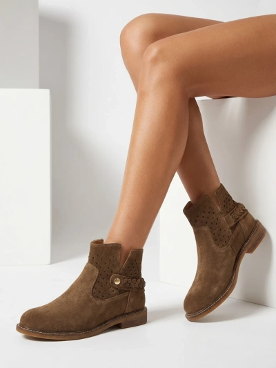 Bottines ajourées pour femmes en cuir naturel Unimi