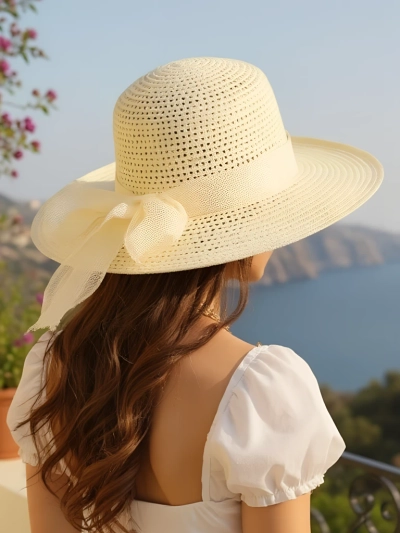 Royalfashion Chapeau de paille pour femme Grace Ribbon
