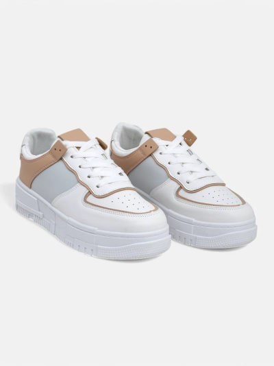 Sneakers pour femmes Aristea Azzurro en cuir écologique à semelle plate de 4 cm