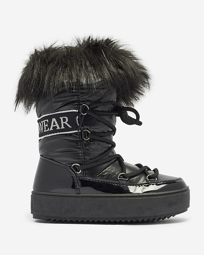 Bottes de neige a'la noires pour enfants avec fourrure Asika - Chaussures