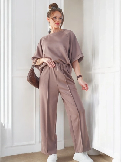 Ensemble Royalfashion pour femmes avec des manches courtes et un pantalon large