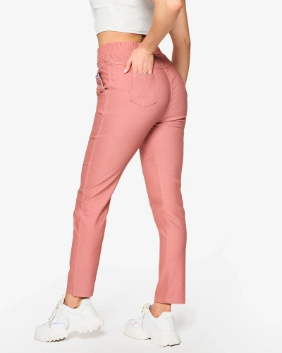 Pantalon droit pour femme en tissu rose PLUS SIZE- Clothing