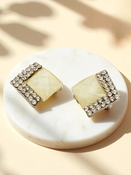 Boucles d’oreilles à clip pour femme Royalfashion avec cristal et zircon cubique