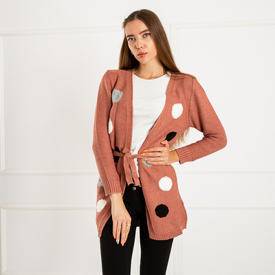 Cardigan noué pour femme rose foncé avec épingles colorées - Vêtements