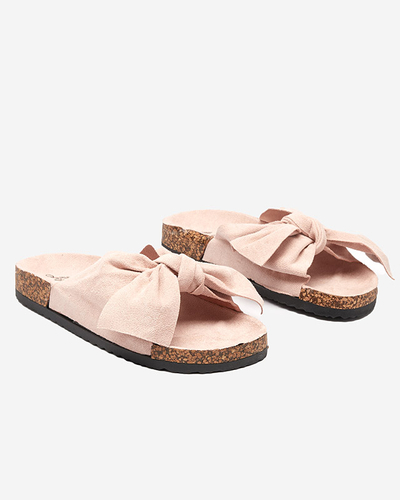 OUTLET Chaussons femme rose clair en éco-daim avec nœud Xeria - Footwear