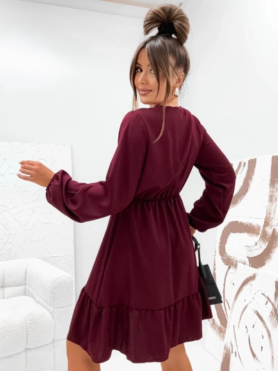 Royalfashion Mini-robe à volants et décolleté cache-cœur pour femmes