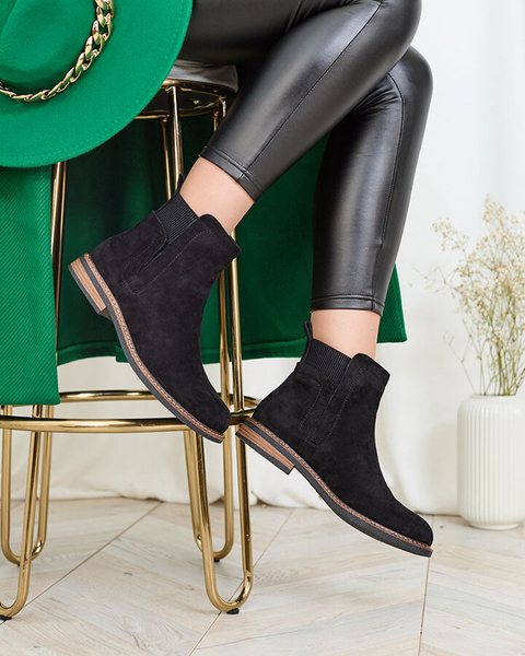 Royalfashion Noir femmes eco-suede Veysi bottes a'la sztyblettes