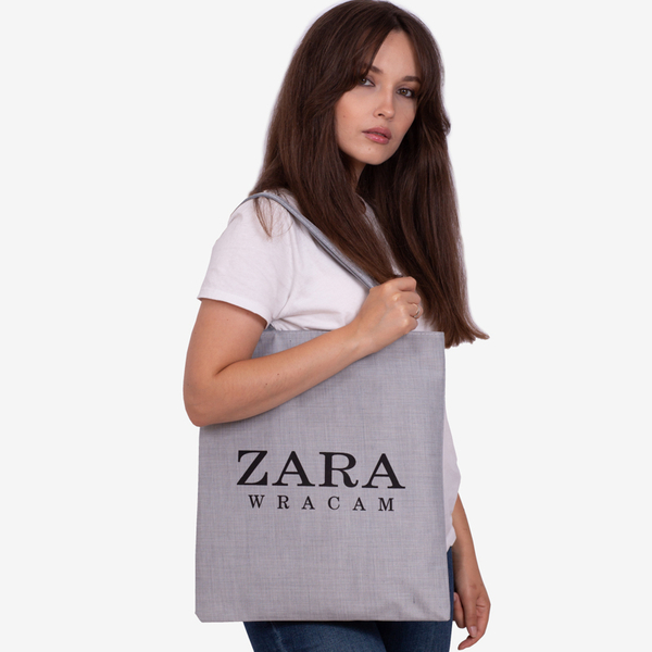 Sac en tissu gris avec l'inscription - Accessoires