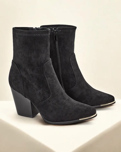 Royalfashion Bottes de femme en éco-suède à talon aiguille Gris