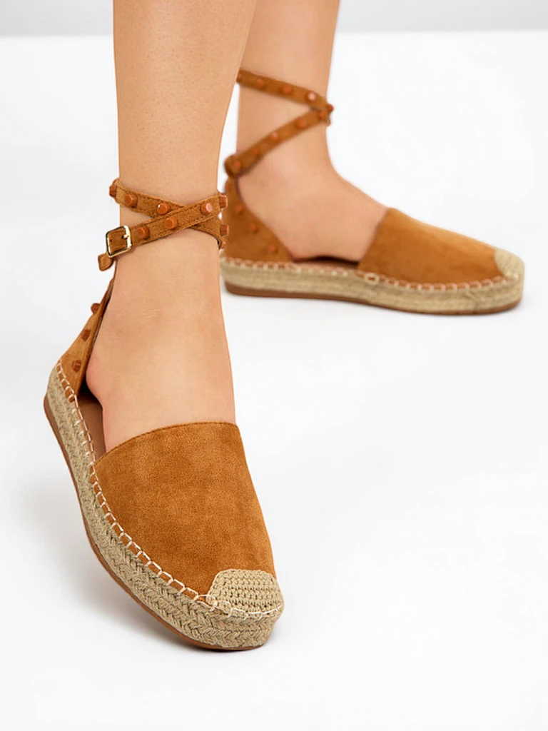 Espadrilles femme marron clair à jets Lonesi - Chaussures