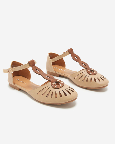 Ballerines femme beiges ajourées avec découpe sur les côtés Erraf-Footwear