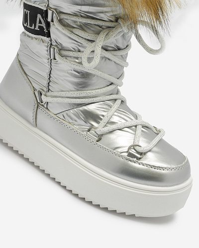 Silver chaussures enfants a'la bottes de neige avec fourrure Asika - Chaussures