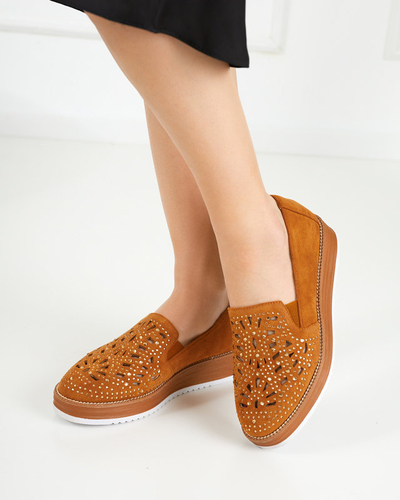 OUTLET Chaussures femme marron avec oxyde de zirconium Lamsiou - Footwear