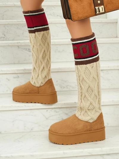 Bottes hautes de type bottes de neige pour femmes avec tige Anane
