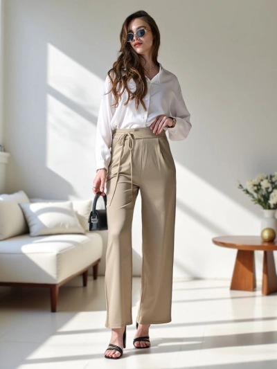 Pantalons larges pour femmes Royalfashion avec liens latéraux
