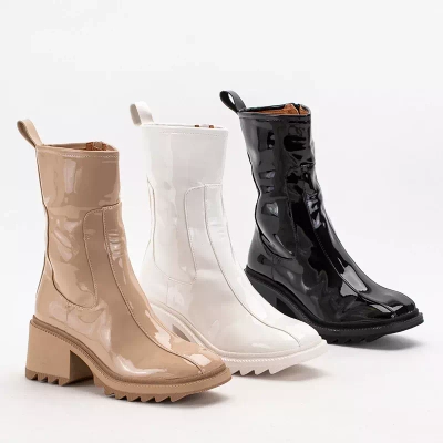 OUTLET Boots femme beige sur poteau large Grifis - Chaussure