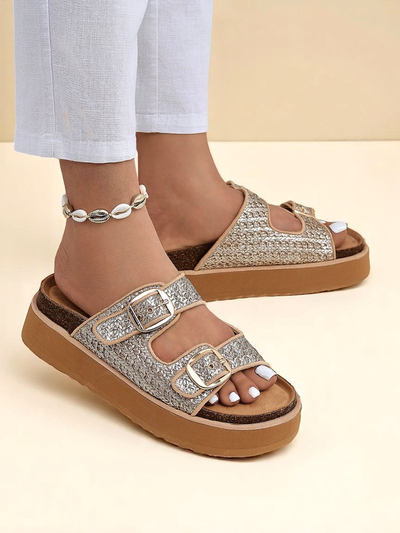 Royalfashion Mules à plateforme pour femmes Nora Woven