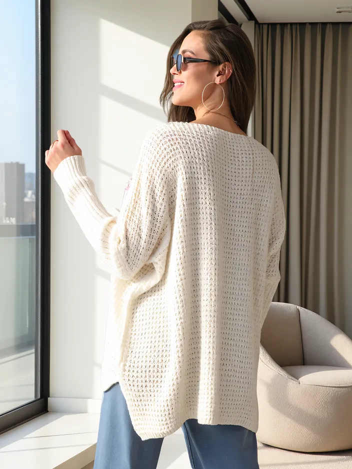 Pull en acrylique oversized Royalfashion pour femmes avec des coeurs