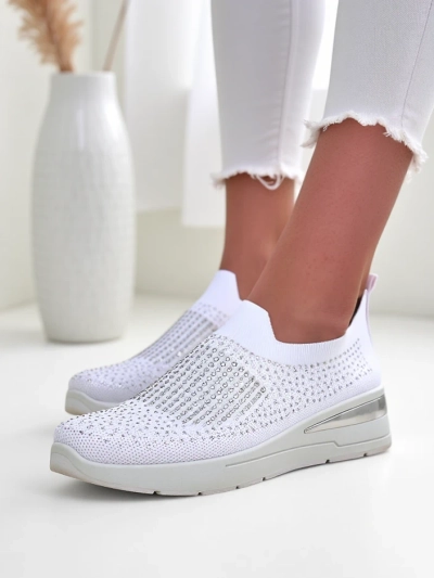 Royalfashion Baskets compensées pour femmes à enfiler avec des strass Qelavise
