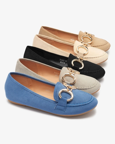 OUTLET Mocassins femme éco-suède marron clair avec ornement Briseri - Footwear
