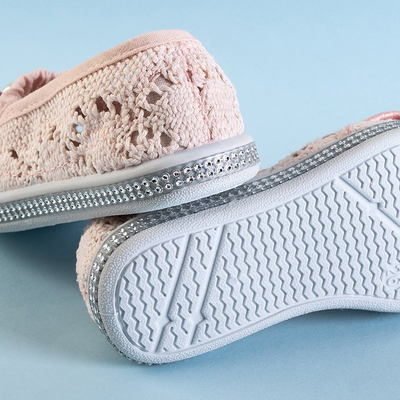 OUTLET Slip en dentelle rose pour enfants Ozana - Chaussures