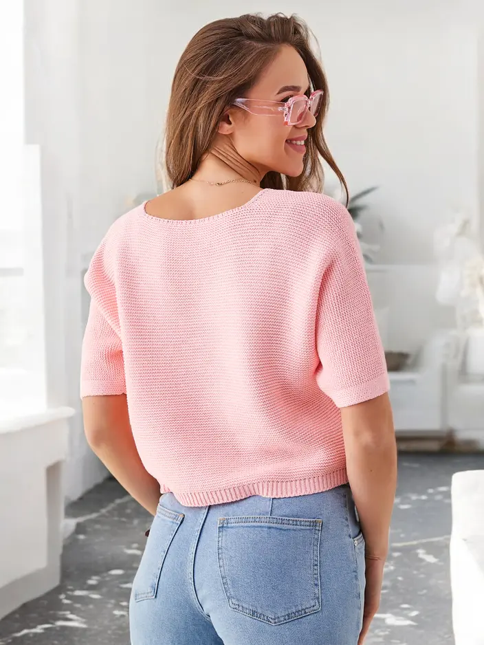 Royalfashion Pull court en coton pour femmes avec des papillons