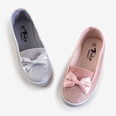 OUTLET Ballerines à paillettes argentées pour enfants avec décoration Nolla - Chaussures