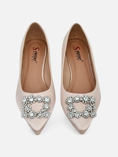 Royalfashion Ballerines pour femmes a'la satin avec une boucle décorative Legant