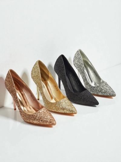 Escarpins pour femmes en cuir écologique à paillettes Zavrimea