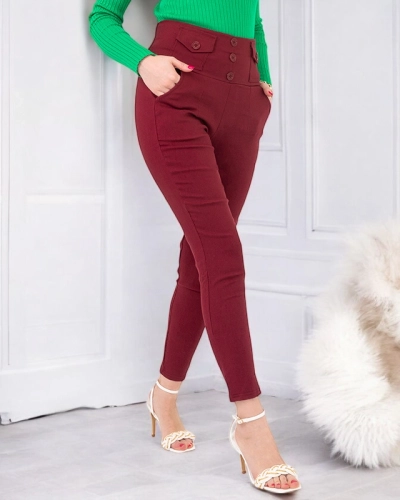 Tregging femme bordeaux à boutons - Vêtements