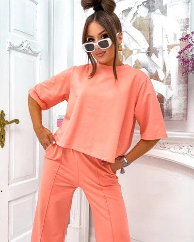 Ensemble en coton Royalfashion pour femmes avec pantalon évasé