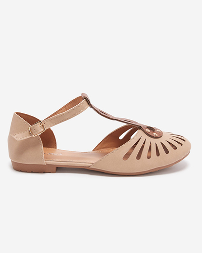 Ballerines femme beiges ajourées avec découpe sur les côtés Erraf-Footwear