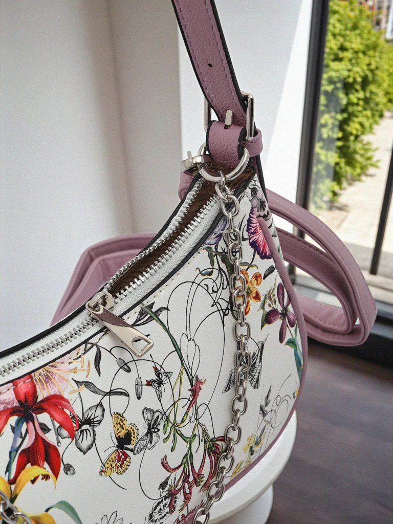 Royalfashion Petit sac à main pour femme en cuir écologique avec motif floral Lily Bloom