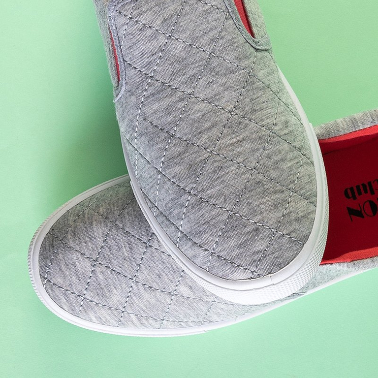 Slip-on matelassé gris pour femme avec empiècements fuchsia Weridia - Footwear