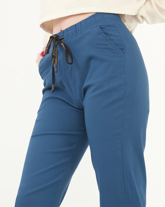 Pantalon droit en tissu bleu pour femme GRANDE TAILLE - Vêtements