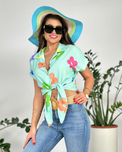 Royalfashion Chemise courte à fleurs pour femme