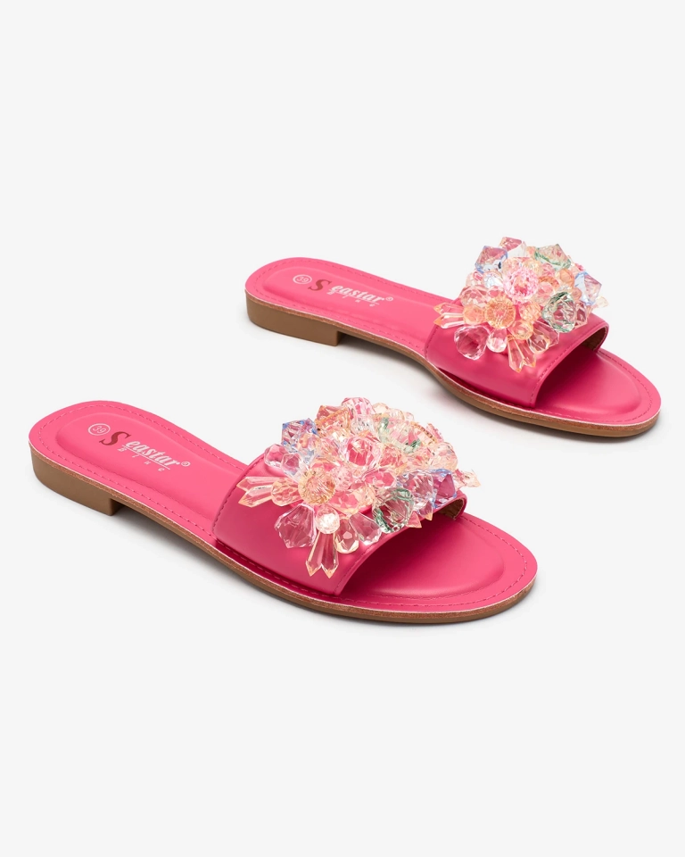 Royalfashion Tongs femme fuchsia avec cristaux colorés Bling Breeze