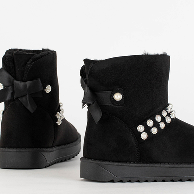 Bottes de neige femme noires à ruban Himini - Chaussures