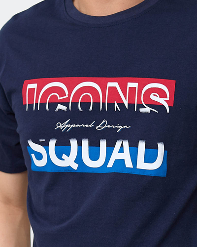 T-shirt homme bleu marine avec imprimé - Vêtements