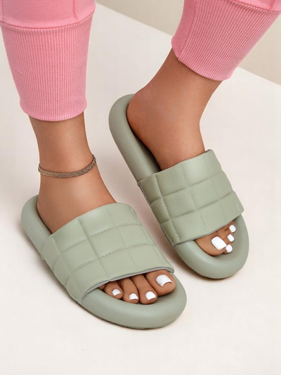 Royalfashion Claquettes plates pour femmes Quilt Walk