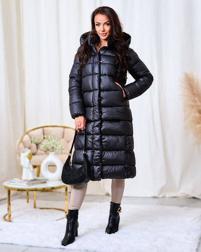 Royalfashion Veste d'hiver noire pour femme
